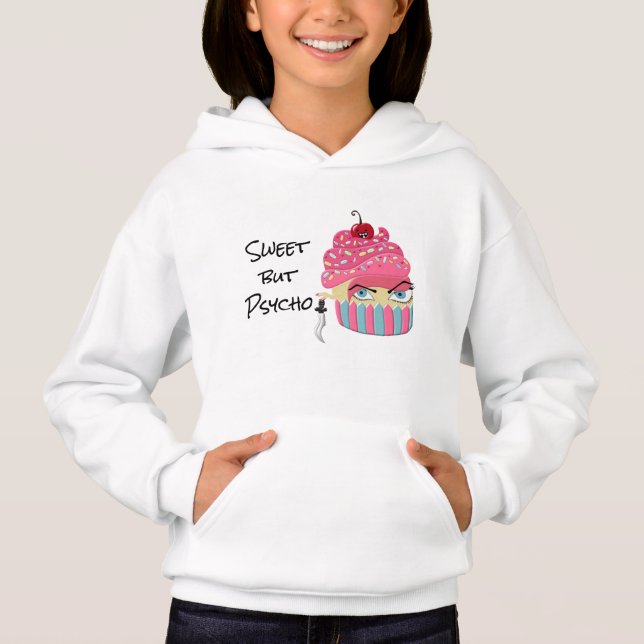 Cute Pink Halloween Kawaii Cupcake Cartoon Hoodie (Front)