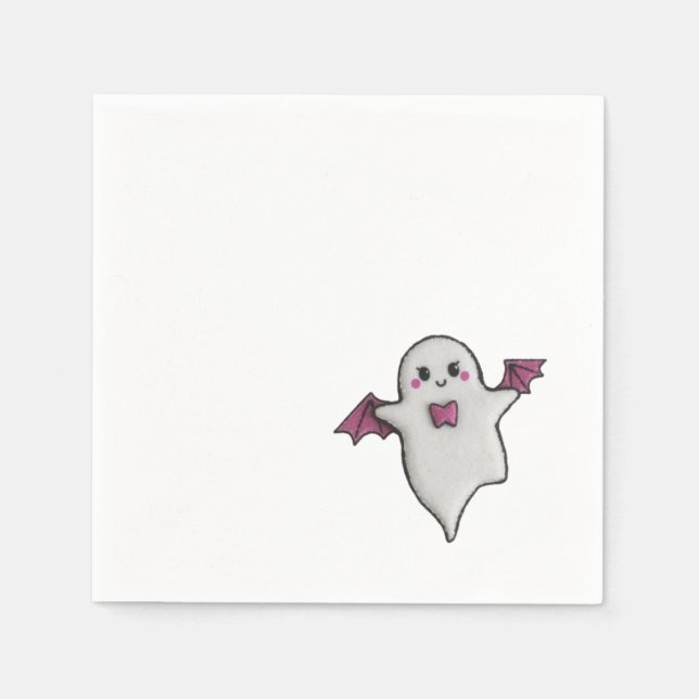 Cute pink Halloween little boo Napkins (Front)