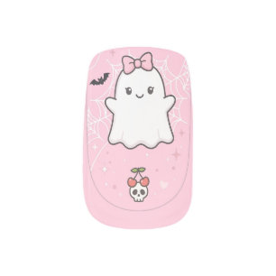 Cute Pink Halloween Nail Decals Kawaii Ghost Nai