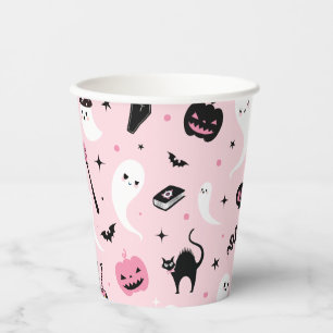 Cute Pink Halloween Party Paper Cups