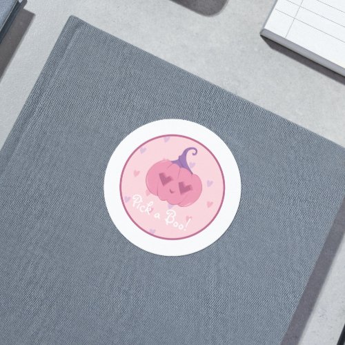 Cute Pink Halloween Pumpkin Classic Round Sticker