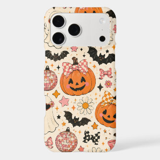 Cute Pink Halloween Pumpkin Pattern with Bows iPhone 17 Pro Max Case