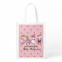 Cute Pink Halloween Spooky Goose Greeting Tote Bag