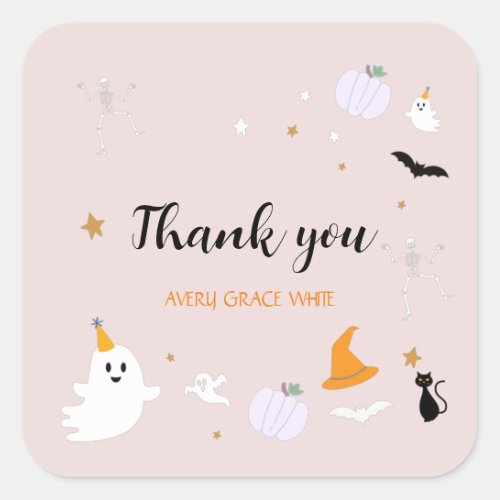 Cute Pink Halloween Thank You Favor Tags