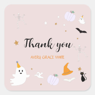 Cute Pink Halloween Thank You Favor Tags