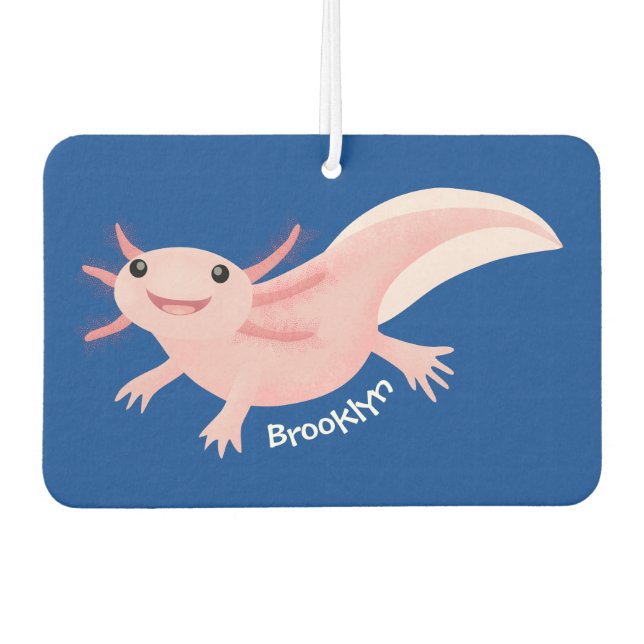 Cute pink happy axolotl  air freshener (Front)