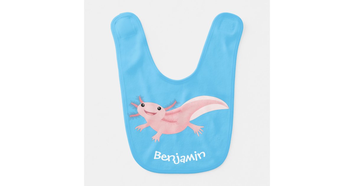 Cute Pink Happy Axolotl Baby Bib Zazzle Com