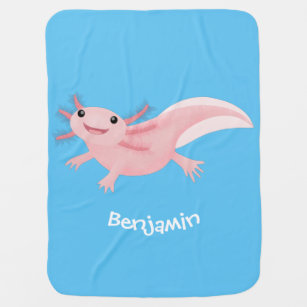 Cute Pink Happy Axolotl Baby Blanket Zazzle Com