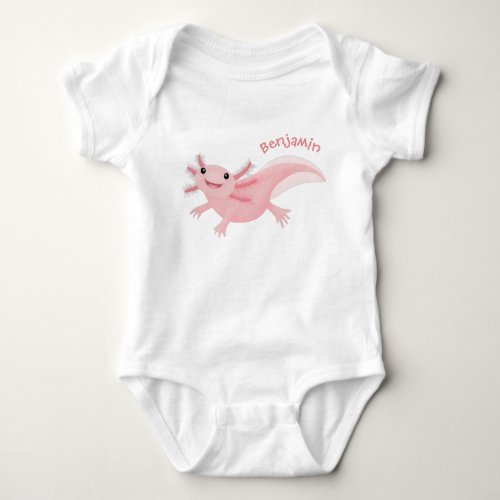 Cute pink happy axolotl baby bodysuit