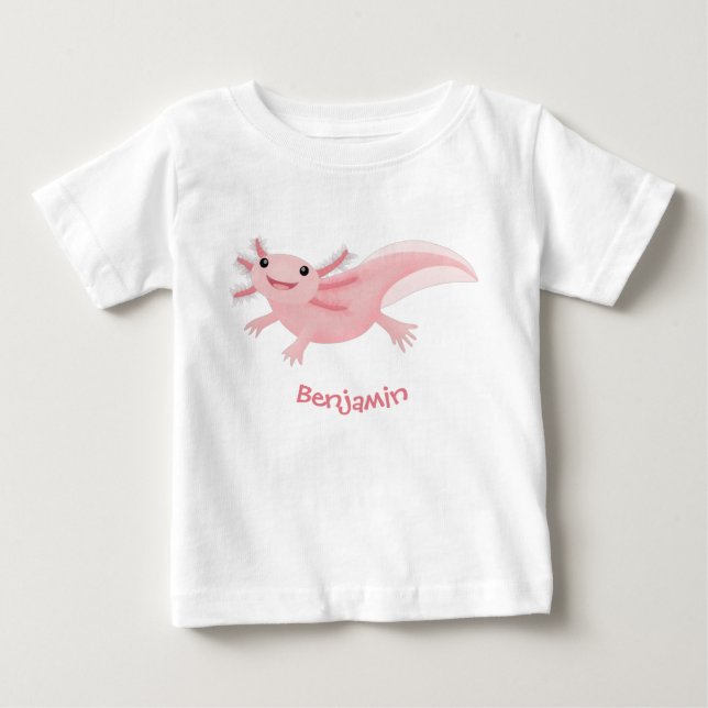 Cute pink happy axolotl baby T-Shirt (Front)