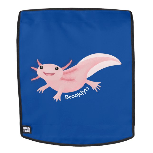 Cute pink happy axolotl backpack (Removable Face)