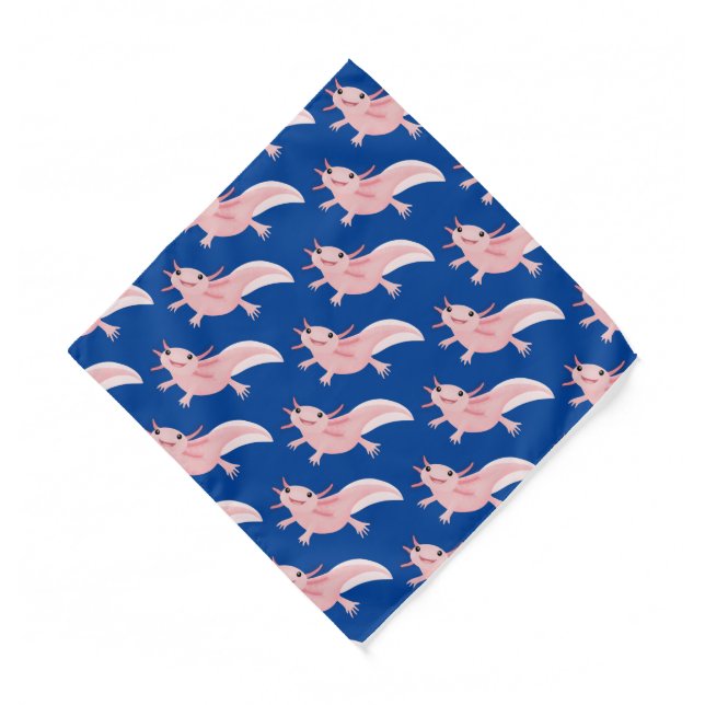 Cute pink happy axolotl  bandana (Front)