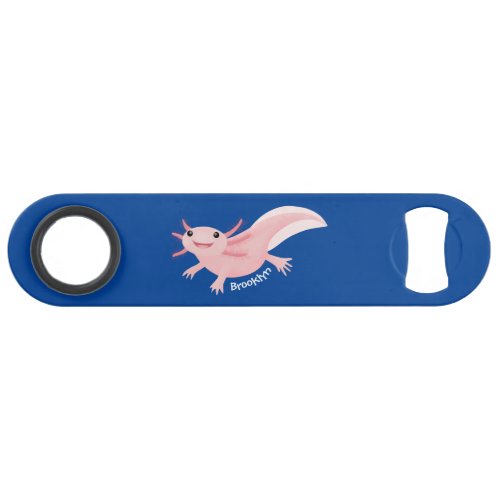 Cute pink happy axolotl bar key