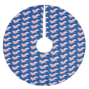 Cute pink happy axolotl brushed polyester tree skirt