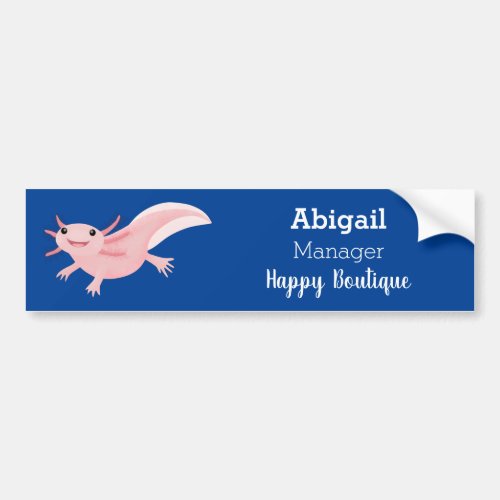 Cute pink happy axolotl  bumper sticker