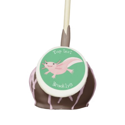 Cute pink happy axolotl  cake pops