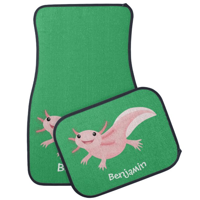 Cute pink happy axolotl  car floor mat (Set)
