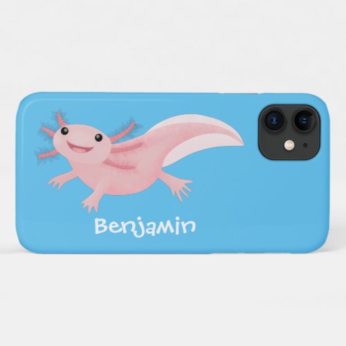 Cute pink happy axolotl iPhone 11 case