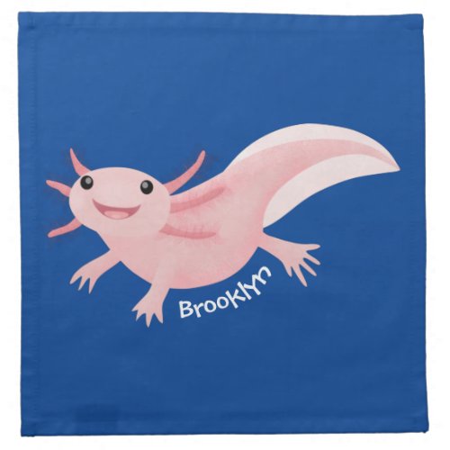 Cute pink happy axolotl cloth napkin