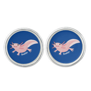 Cute pink happy axolotl cufflinks