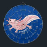 Cute pink happy axolotl dart board<br><div class="desc">This cute pink axolotl is drawn in fun illustration style. Lots of aquatic fun!</div>