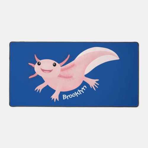 Cute pink happy axolotl  desk mat