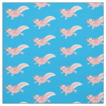 Cute pink happy axolotl fabric