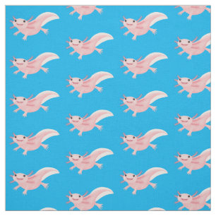 Cute pink happy axolotl fabric