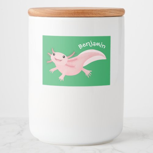 Cute pink happy axolotl food label