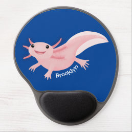 Cute pink happy axolotl gel mouse pad