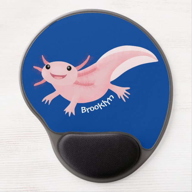 Cute pink happy axolotl gel mouse pad (Front)