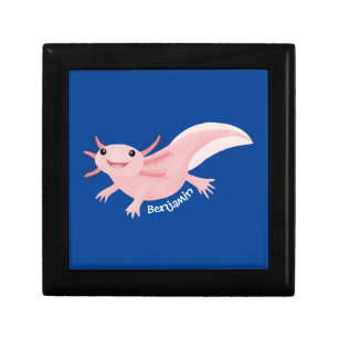 Cute pink happy axolotl gift box