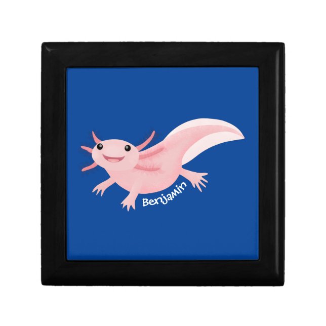 Cute pink happy axolotl gift box (Front)
