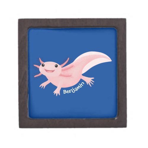 Cute pink happy axolotl gift box
