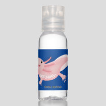 Cute pink happy axolotl hand sanitizer