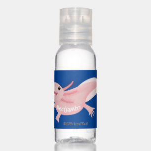 Cute pink happy axolotl hand sanitizer