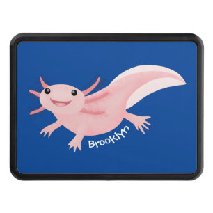 Cute pink happy axolotl hitch cover