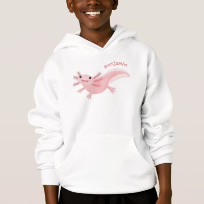 Cute pink happy axolotl hoodie