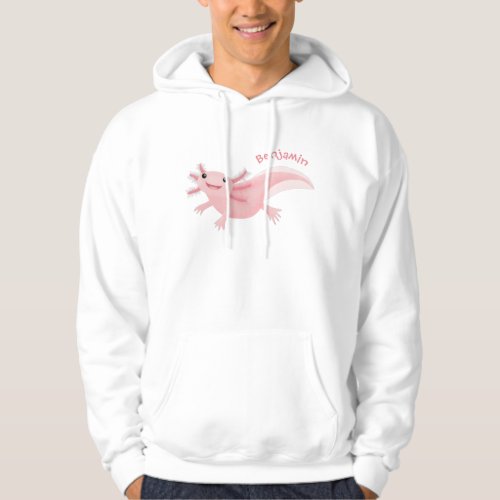 Cute pink happy axolotl hoodie