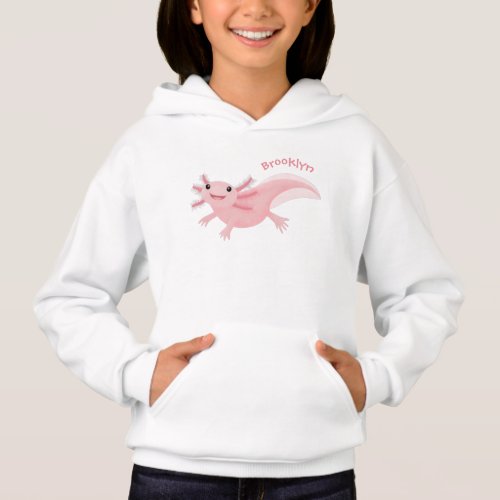 Cute pink happy axolotl hoodie