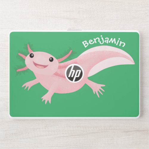 Cute pink happy axolotl HP laptop skin