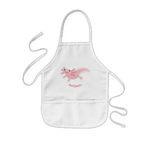 Cute pink happy axolotl kids' apron