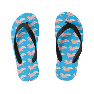 Cute pink happy axolotl kid's flip flops