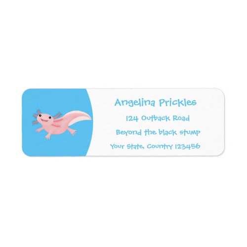 Cute pink happy axolotl label