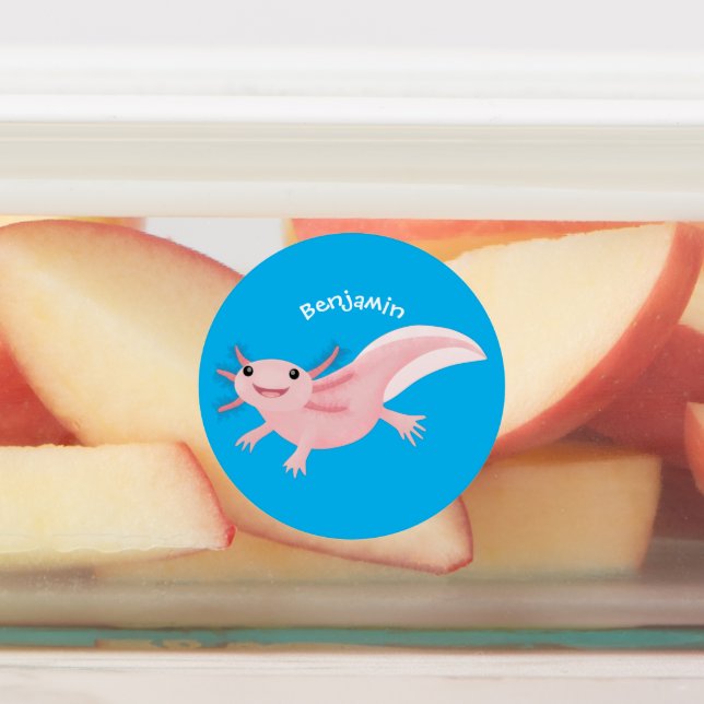 Cute pink happy axolotl labels (Affixed)