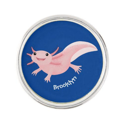 Cute pink happy axolotl  lapel pin