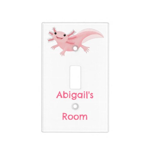 Cute pink happy axolotl  light switch cover