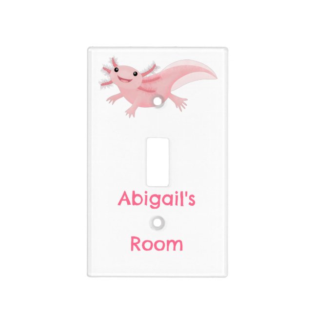 Cute pink happy axolotl  light switch cover (Front)