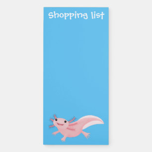 Cute pink happy axolotl magnetic notepad