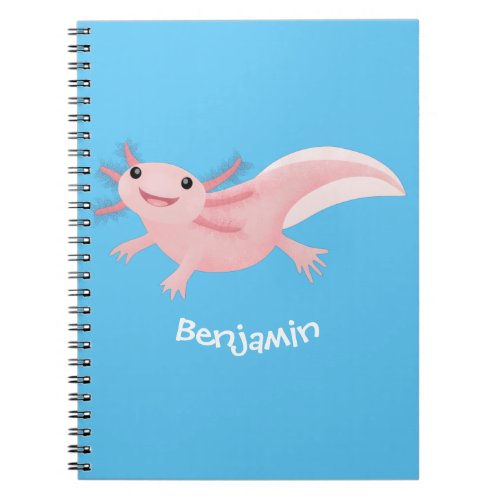 Cute pink happy axolotl notebook